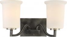 Nuvo 60/6372 - Chester - 2 Light Vanity with White Glass - Iron Black with Brushed Nickel Accents