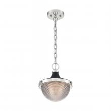 Nuvo 60/7069 - Faro - 1 Light Pendant with Clear Prismatic Glass - Polished Nickel and Black Accents Finish