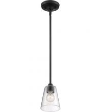 Nuvo 60/7280 - Bransel - 1 Light Mini Pendant with Seeded Glass - Matte Black Finish