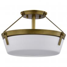 Nuvo 60/7753 - Rowen 3 Light Semi Flush; Natural Brass Finish; Etched White Glass