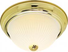 Nuvo SF76/134 - 3 Light - 15" Flush with Frosted Ribbed - Polished Brass Finish