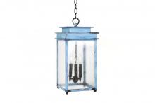 Northeast Lantern 10722-VG-LT3-SMG - Ellis Medium Hanging Verdi Gris 3 Candelabra Sockets Seedy Marine Glass