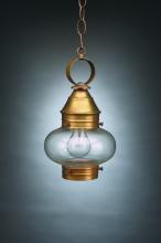 Northeast Lantern 2022-AB-MED-CLR - Onion Hanging No Cage Antique Brass Medium Base Socket Clear Glass