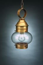 Northeast Lantern 2032-AB-MED-CLR - Onion Hanging No Cage Antique Brass Medium Base Socket Clear Glass