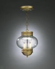 Northeast Lantern 2032G-AB-LT2-CLR - Onion Hanging No Cage With Galley Antique Brass 2 Candelabra Sockets Clear Glass