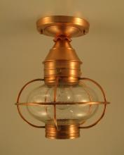 Northeast Lantern 2524-DB-MED-CLR - Caged Onion Flush Dark Brass Medium Base Socket Clear Glass