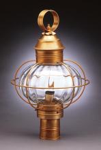 Northeast Lantern 2543-VG-MED-CLR - Caged Onion Post Verdi Gris Medium Base Socket Clear Glass