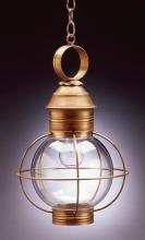 Northeast Lantern 2832-AB-MED-CLR - Caged Round Hanging Antique Brass Medium Base Socket Clear Glass
