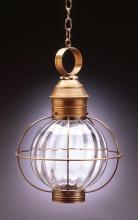 Northeast Lantern 2842-AC-MED-CLR - Caged Round Hanging Antique Copper Medium Base Socket Clear Glass