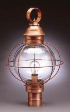 Northeast Lantern 2843-AB-MED-CLR - Caged Round Post Antique Brass Medium Base Socket Clear Glass
