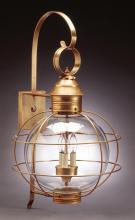 Northeast Lantern 2851-AB-LT3-CLR - Caged Round Wall Antique Brass 3 Candelabra Sockets Clear Glass