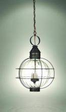 Northeast Lantern 2852-AC-LT3-CLR - Caged Round Hanging Antique Copper 3 Candelabra Sockets Clear Glass