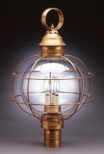 Northeast Lantern 2853-DAB-MED-CLR - Caged Round Post Dark Antique Brass Medium Base Socket Clear Glass