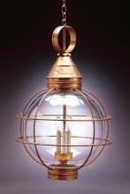 Northeast Lantern 2862-AB-LT3-CLR - Caged Round Hanging Antique Brass 3 Candelabra Sockets Clear Glass