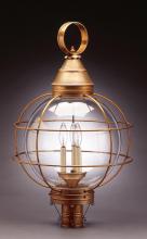 Northeast Lantern 2863-AB-MED-CLR - Caged Round Post Antique Brass Medium Base Socket Clear Glass