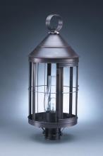 Northeast Lantern 3353-VG-CIM-CLR - Cone Top Post Verdi Gris Medium Base Socket With Chimney Clear Glass