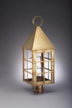 Northeast Lantern 7153-DB-CIM-CLR - Pyramid Top H-Bars Post Dark Brass Medium Base Socket With Chimney Clear Glass