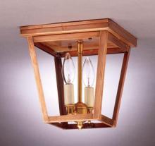 Northeast Lantern 7324-AC-LT2-CLR - Square Flush Antique Copper 2 Candelabra Sockets Clear Glass
