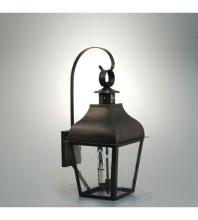 Northeast Lantern 7637-AB-CIM-CLR - Curved Top Wall With Top Scroll Antique Brass Medium Base Socket With Chimney Clear Glass