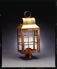 Northeast Lantern 8143-AB-CIM-CLR - Culvert Top H-Bars Post Antique Brass Medium Base Socket With Chimney Clear Glass