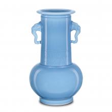 Currey 1200-0608 - Sky Blue Elephant Handles Vase