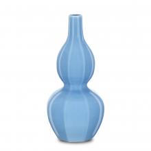 Currey 1200-0609 - Sky Blue Octagonal Double Gourd Vase