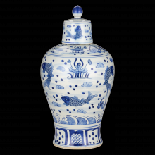 Currey 1200-0842 - South Sea Blue & White Meiping Medium Jar